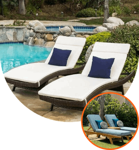 Chaise lounge sofa near swimming pool