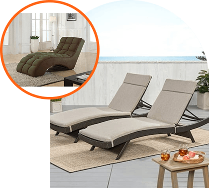 two modern outdoor chaise lounges