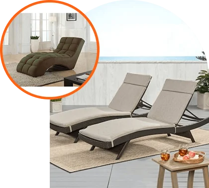 two modern outdoor chaise lounge