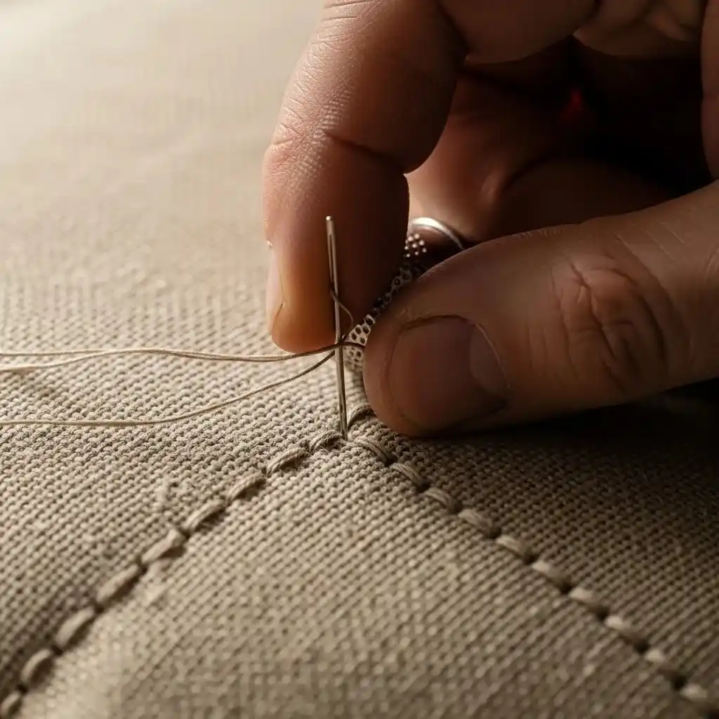stiching on cushion upholstery fabric