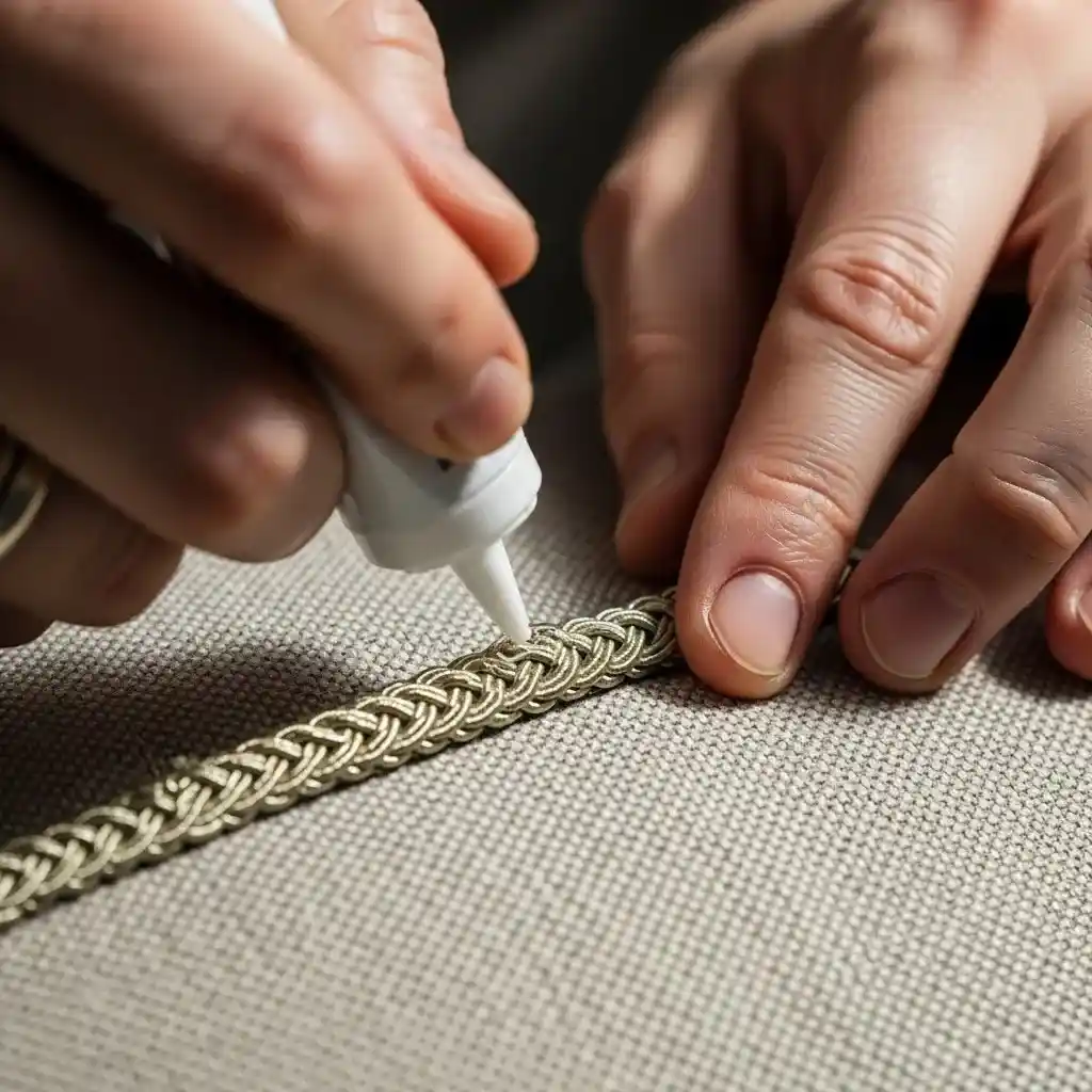 applying white cushion upholstery glue