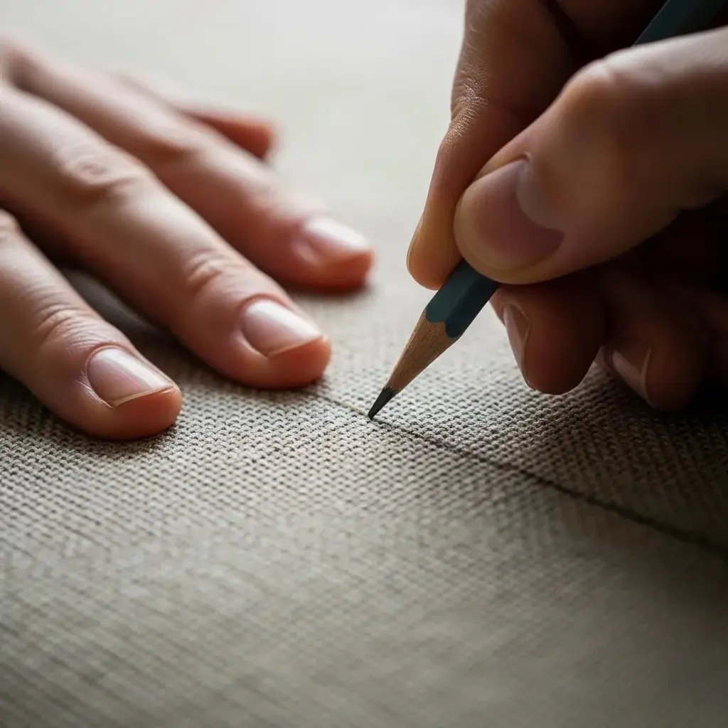marked line on cushion upholstery fabric