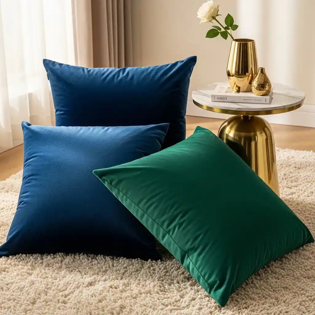 blue and green floor cushion